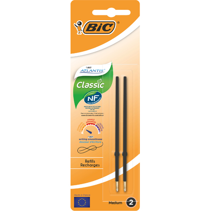 BIC Recharge pour stylo  bille Atlantis Classic, M, noir