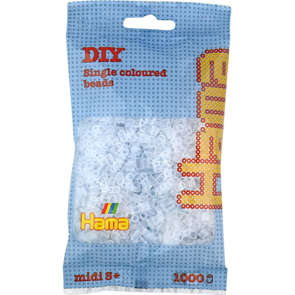 HAMA Perles  repasser midi, en sachet, blanc transparent