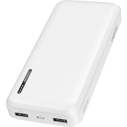 LogiLink Powerbank 20.000 mAh, 2x USB-A, 1x USB-C, wei