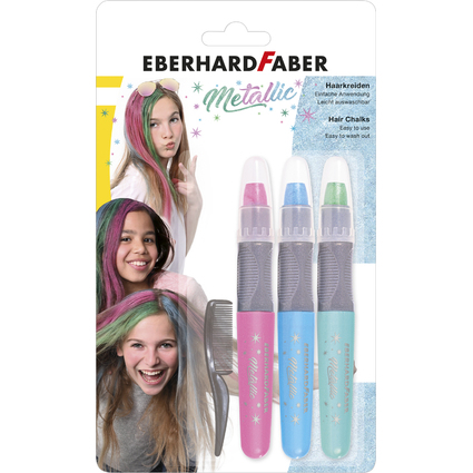 EBERHARD FABER Set de craies pour cheveux Metallic, set de 3