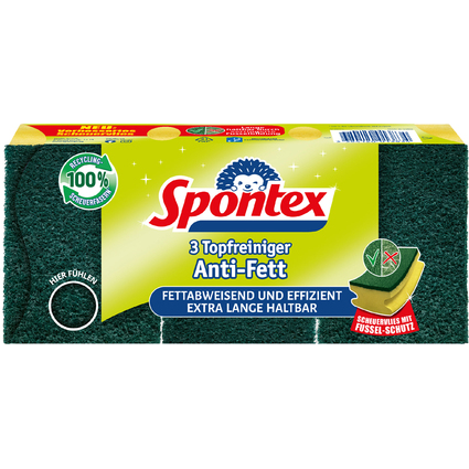 Spontex ponge Anti-Gras, pack de 3