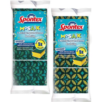 Spontex ponge Mosaik, pack de 3, assorti