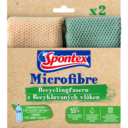 Spontex Chiffon microfibre en fibres recycles, pack de 2