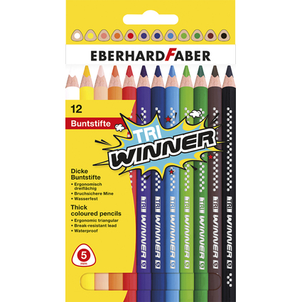 EBERHARD FABER Crayon de couleur TRI WINNER, tui de 12