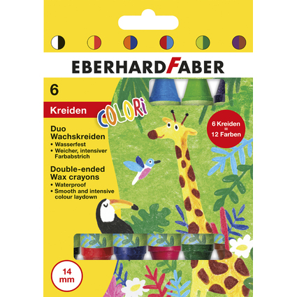 EBERHARD FABER Craie de cire double COLORI, tui de 6