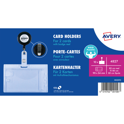 AVERY Porte-carte avec clip, 54 x 90 mm, transparent