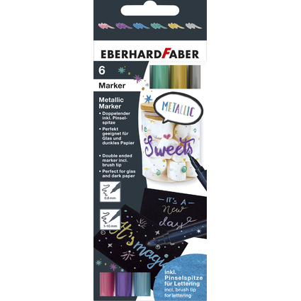 EBERHARD FABER Marqueur  pigment Metallic Duo, tui de 6