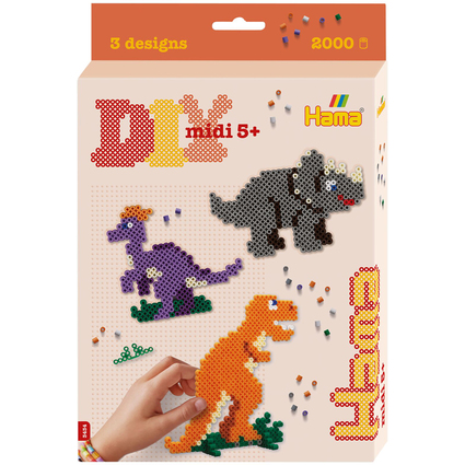 HAMA Perles  repasser midi "Dinosaures", emballage cadeau