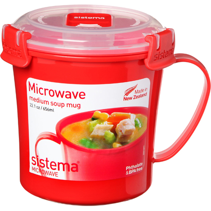 Sistema Bote pour micro-ondes MEDIUM SOUP MUG, 650ml, rouge