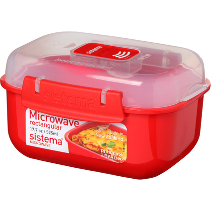 Sistema Bote pour micro-ondes RECTANGULAR, 525 ml, rouge