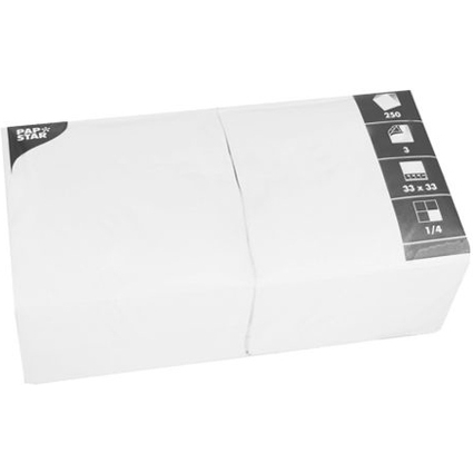 PAPSTAR Serviettes lunch, 330 x 330 mm, blanc