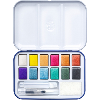 STAEDTLER Peinture aquarelle mtallise, tui en mtal de 12