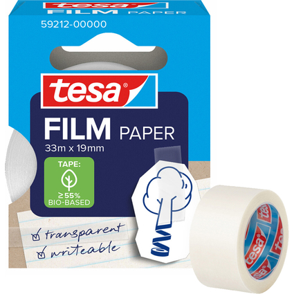 tesa Film PAPER, transparent, 19 mm x 33 m