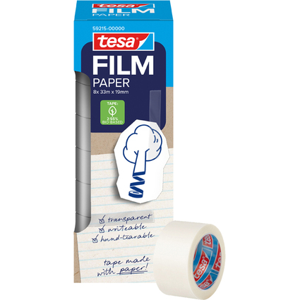 tesa Film PAPER, transparent, 19 mm x 33 m, Office Box