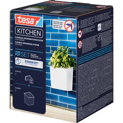 tesa KITCHEN Pot pour herbes aromatiques, blanc