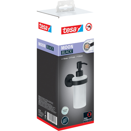 tesa Distributeur de savon MOON BLACK, verre satin, noir