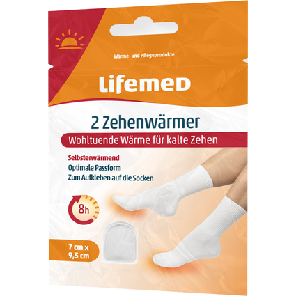 Lifemed Patch chauffant pour orteils, 70 x 95 mm, blanc