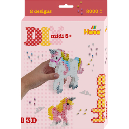 Hama Perles  repasser midi 3D "Licornes", coffret cadeau