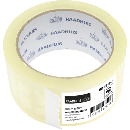 RAADHUIS Ruban adhsif d'emballage 48 mm x 66 m, transparent