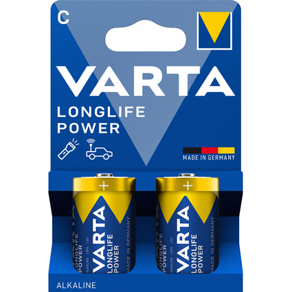 VARTA Pile alcaline Longlife Power, Baby (C), 2 pices