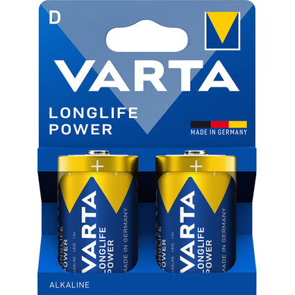 VARTA Pile alcaline Longlife Power, Mono (D), par 2