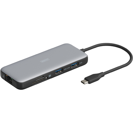 DIGITUS Station d'accueil USB-C, 8 ports, gris/noir