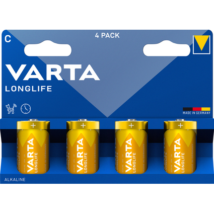 VARTA Pile alcaline Longlife, Baby (C/LR14), par 4