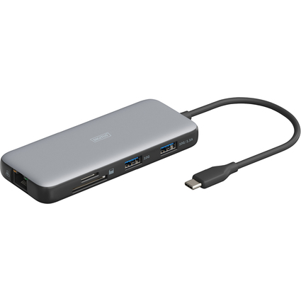 DIGITUS Station d'accueil USB-C, 7 ports, gris/noir