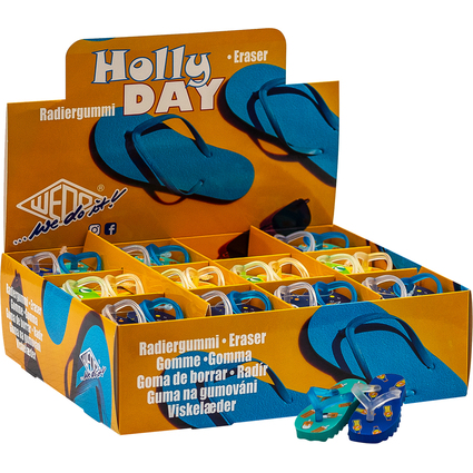 WEDO Gomme plastique Flip Flop "HOLLYDAY", présentoir de 36