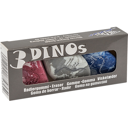 WEDO Gomme en plastique Pierre "DINO", set de 3
