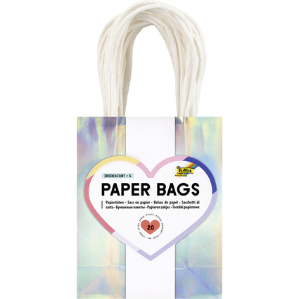 folia Sac en papier IRISÉ SCINTILLANT, taille: S