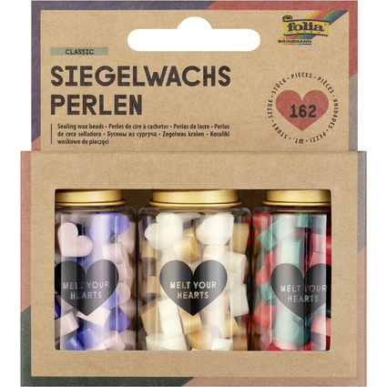 folia Perles de cire CLASSIC, 3 botes, couleurs assorties