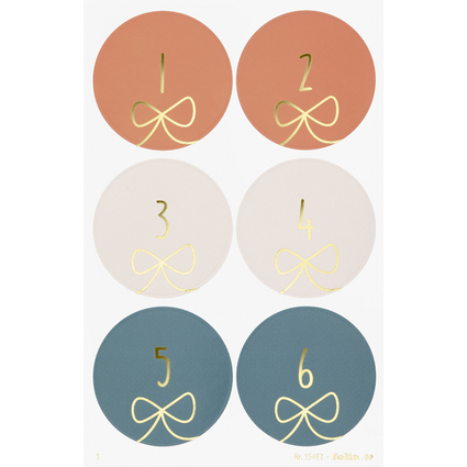 folia Stickers pour calendrier de l'Avent "ROUND BOWS"