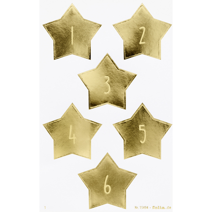 folia Stickers pour calendrier de l'Avent "STARS GOLD"