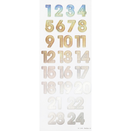 folia Stickers calendrier de l'Avent "NUMBERS IRIDESCENT"