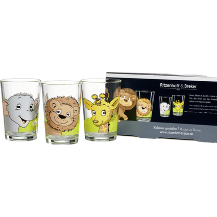 Ritzenhoff & Breker Verre ANIMAUX D'AFRIQUE, set de 3