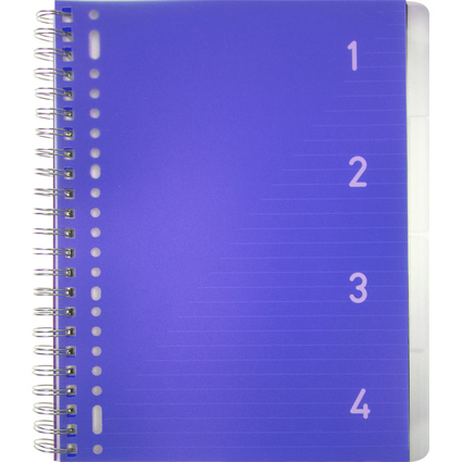 kangaro Cahier  spirale 4en1, A4, lign, 200 pages, bleu