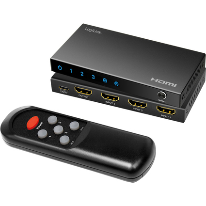 LogiLink Commutateur HDMI 4K/60Hz, 3 ports, noir