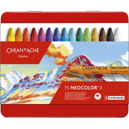 CARAN D'ACHE Pastel  la cire NEOCOLOR I, tui mtal de 15