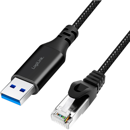 LogiLink USB 3.0 Ethernet-Kabel, USB-A - RJ45 Stecker, 1,0 m