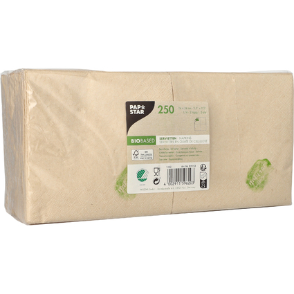 PAPSTAR Serviette coktail, 240 x 240 mm, naturel