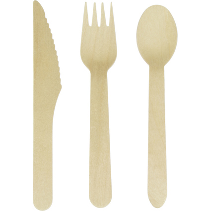 kangaro Couverts jetables, en bois, 200 pièces