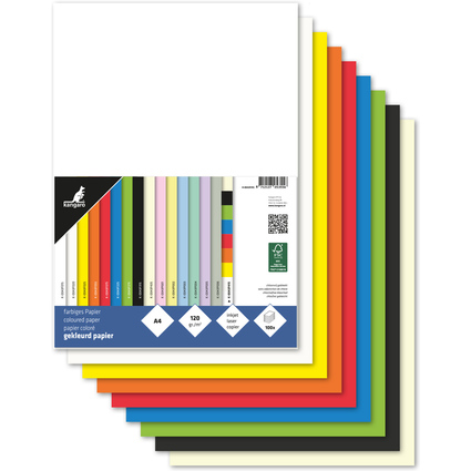kangaro Papier multifonction, A4, 120 g/m2, assorti