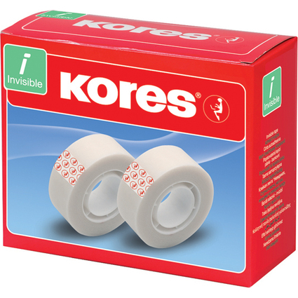 Kores Ruban adhésif Invisible Tape, 19 mm x 33 m, mat