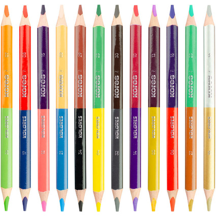 Kores Crayon de couleur Kolores JUMBO DUO, tui carton de 12