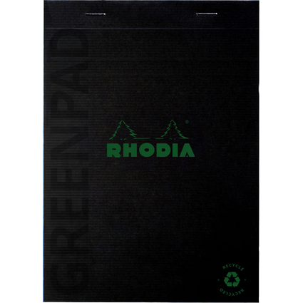 RHODIA Bloc-notes GREENPAD, A5, quadrill, noir