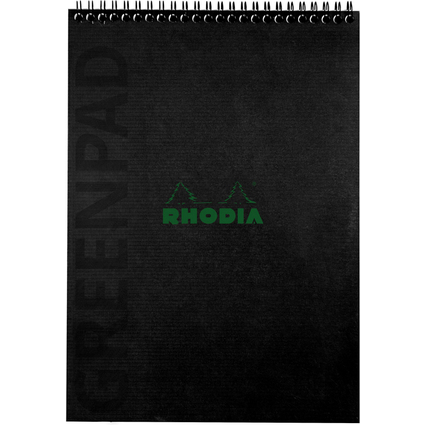 RHODIA Bloc reliure intgrale GREENPAD, A4+, quadrill, noir