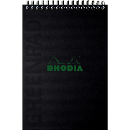 RHODIA Bloc reliure intgrale GREENPAD, A5+, quadrill, noir