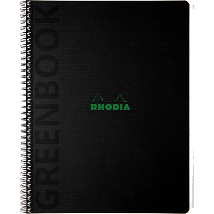 RHODIA Cahier  spirale GREENPAD, A4+, quadrill, noir
