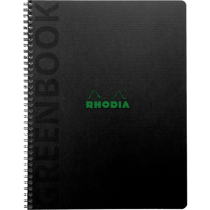 RHODIA Cahier  spirale GREENPAD, A5+, quadrill, noir